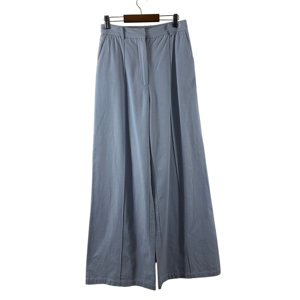 Bardot Womens High Waisted Wide Leg Trousers Dusty Blue 100% Cotton Size S US 4